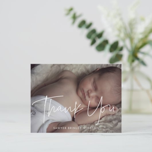 Modern minimalistisch Baby shower dank u Briefkaart (Staand voorkant)