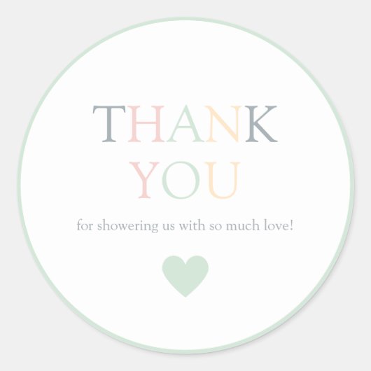 Modern minimalistisch Baby shower dank u Sticker (Voorkant)
