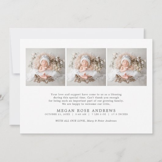 Modern minimalistisch Baby shower - Hartelijk dank Aankondiging (Achterkant)