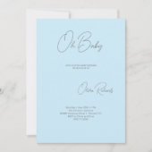 Modern minimalistisch Baby shower Oh Baby Blue Kaart (Voorkant)