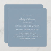 Modern minimalistisch Baby shower vierkant stofbla Kaart (Voorkant / Achterkant)