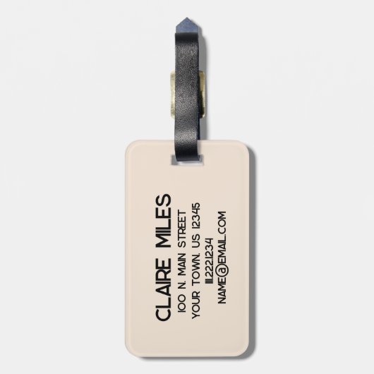 Modern minimalistisch Bagagelabel van vlinderbloem (Achterkant verticaal)