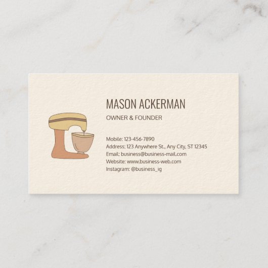 Modern minimalistisch bakkershandboek visitekaartje (Achterkant)