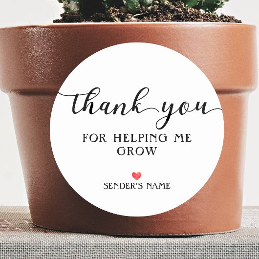 Modern, minimalistisch bedankt dat je me helpt gro ronde sticker