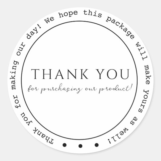 Modern, minimalistisch, bedankt ronde sticker (Voorkant)