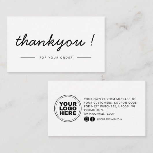 Modern minimalistisch bedrijf Dank u dat u de toev Visitekaartje (Voorkant / Achterkant)