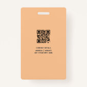 Modern minimalistisch bedrijf werknemer badge (Achterkant)