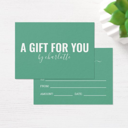 Modern minimalistisch bedrijfscadeaucertificaat visitekaartje (Bureau)