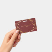 Modern minimalistisch beeld Geometric Gold Burgund Badge (Handheld)