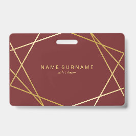 Modern minimalistisch beeld Geometric Gold Burgund Badge