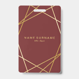 Modern minimalistisch beeld Geometric Gold Burgund Badge