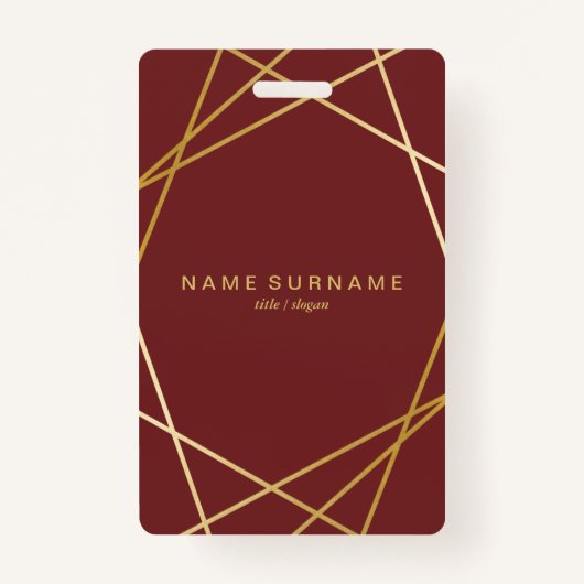 Modern minimalistisch beeld Geometric Gold Burgund Badge (Voorkant)