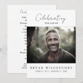 Modern minimalistisch begrafenisherdenkingsprogram kaart (Voorkant / Achterkant)