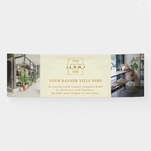 Modern Minimalistisch Beige Aangepast Zakelijk Log Spandoek (Horizontaal)