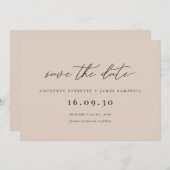 Modern minimalistisch beige bespaart de datumuitno kaart (Voorkant / Achterkant)