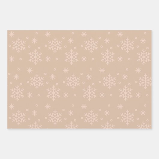 Modern minimalistisch beige en bruine kerstpatrone inpakpapier vel (Voorkant 3)