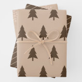 Modern minimalistisch beige en bruine kerstpatrone inpakpapier vel (In situ)