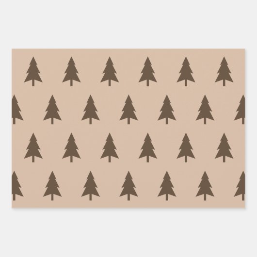 Modern minimalistisch beige en bruine kerstpatrone inpakpapier vel (Voorkant)