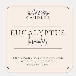 Modern minimalistisch beige ivoren kaars label