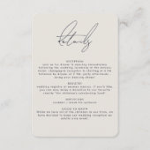 Modern minimalistisch beige kalligrafie bruiloft D Informatiekaartje (Voorkant)