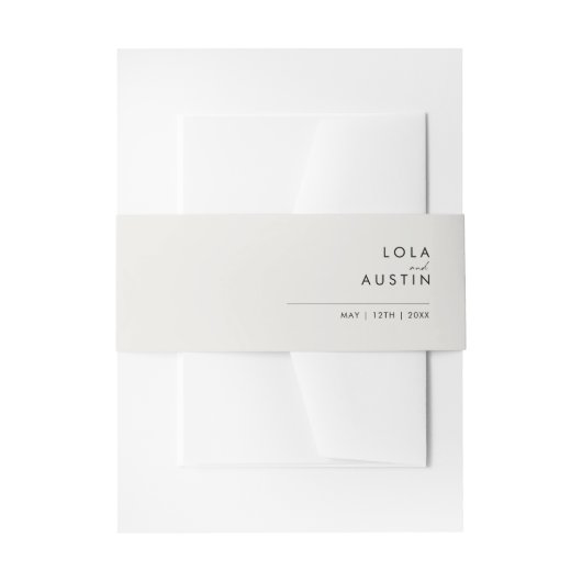 Modern minimalistisch | Belly Band Belige uitnodig Uitnodigingen Wikkel (Voorkant Voorbeeld)