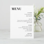 Modern minimalistisch bewerkbaar zwart-wit menu (Staand voorkant)
