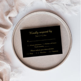 Modern minimalistisch | Black Gold Response-Kaart RSVP Kaartje