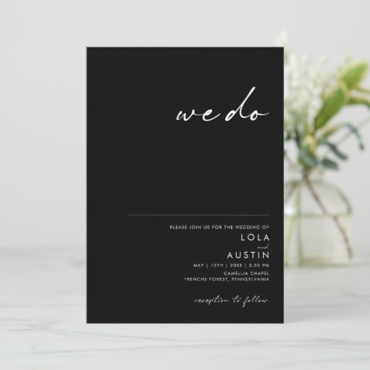 Modern minimalistisch | Black we Do Wedding Kaart (Staand voorkant)