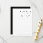 Modern minimalistisch | Black Wedding Advice Kaart<br><div class="desc">Deze moderne minimalistische | De zwarte trouwadvieskaart is perfect voor je goede boho bruiloft. Het eenvoudige, unieke abstracte ontwerp dat vergezeld gaat van een hedendaags, minimaal script en een zwart-wit kleurenpalet geeft dit product een gevoel van elegante formele luxe terwijl het simplistische, chic bohemen blijft. Houd het zoals is, of...</div>