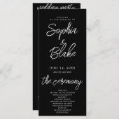 Modern minimalistisch Black Wedding-programma (Voorkant / Achterkant)