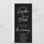 Modern minimalistisch Black Wedding-programma (Voorkant)
