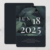 Modern + Minimalistisch Blad Bruiloft Save The Date (Voorkant / Achterkant)