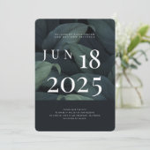 Modern + Minimalistisch Blad Bruiloft Save The Date (Staand voorkant)