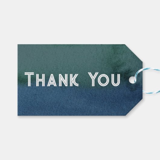 Modern minimalistisch blauw Blauwgroen Cadeaulabel (Voorkant (Horizontaal))