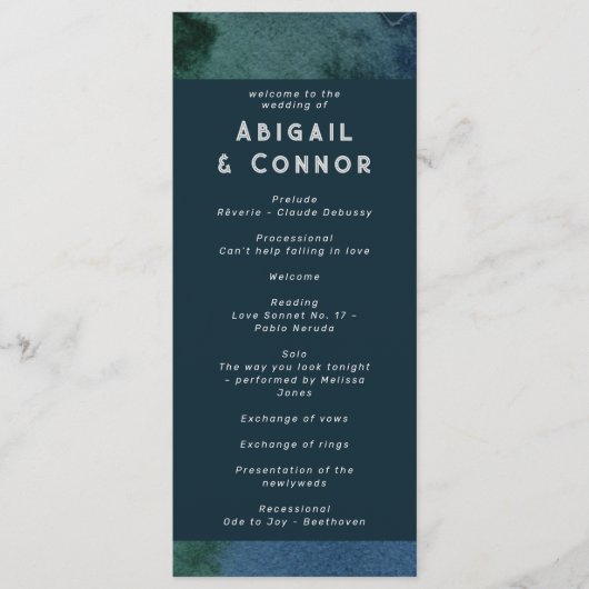 Modern minimalistisch blauw Blauwgroen Programmakaart (Voorkant)