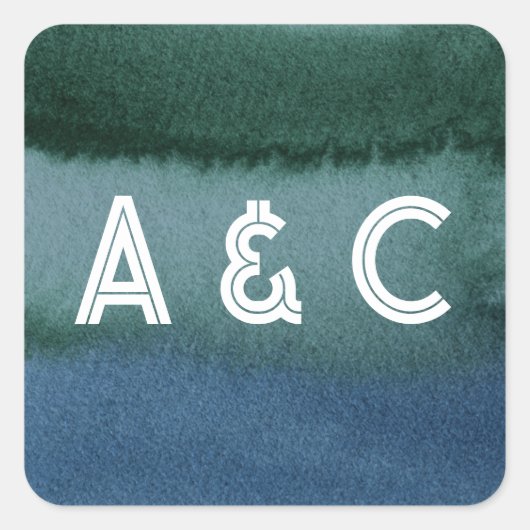 Modern minimalistisch blauw Blauwgroen Vierkante Sticker (Voorkant)