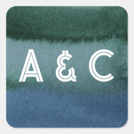 Modern minimalistisch blauw Blauwgroen Vierkante Sticker