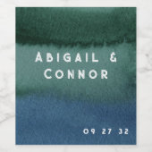 Modern minimalistisch blauw Blauwgroen Wijn Etiket (Enkel label)