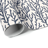 Modern minimalistisch blauw botanisch Planten patr Cadeaupapier (Rol Hoek)