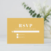 Modern minimalistisch blauw en geel eenvoudig RSVP kaartje (Staand voorkant)