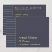 Modern minimalistisch blauw en gouddiner kaart (Voorkant / Achterkant)