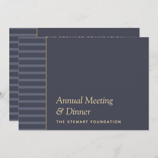 Modern minimalistisch blauw en gouddiner kaart (Voorkant / Achterkant)