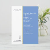 Modern minimalistisch blauw en gouddiner kaart (Staand voorkant)