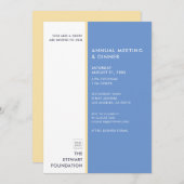 Modern minimalistisch blauw en gouddiner kaart (Voorkant / Achterkant)