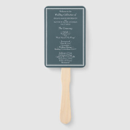 Modern minimalistisch blauw huwelijk handwaaier