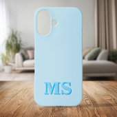 Modern minimalistisch blauw Initiaal monogram Case-Mate iPhone Case
