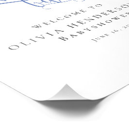 Modern minimalistisch blauw kalligrafie Baby showe Foto Afdruk