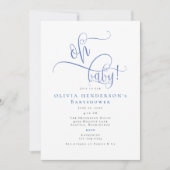 Modern minimalistisch blauw kalligrafie Baby showe Kaart (Voorkant)