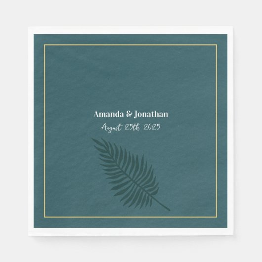 Modern minimalistisch blauw lef-monogram servet (Voorkant)