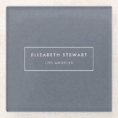 Modern minimalistisch blauw lijnenverhaal glazen onderzetter (Voorkant)